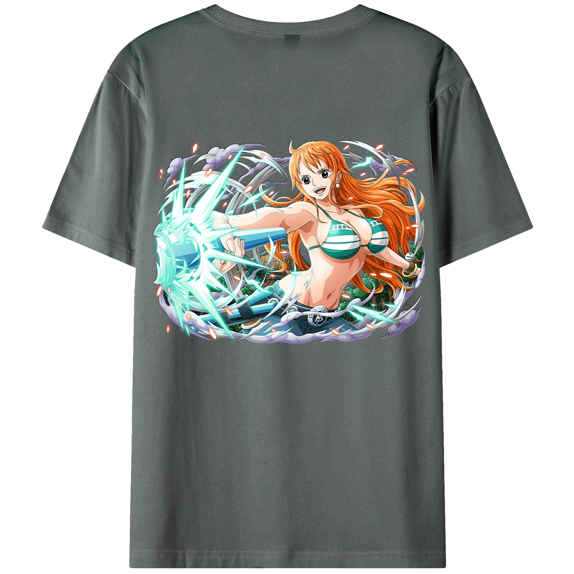 （画像用） ワンピース ナミ ONE PIECE Nami 綿100％ メンズ半袖Tシャツ（バックプリント） 通気性